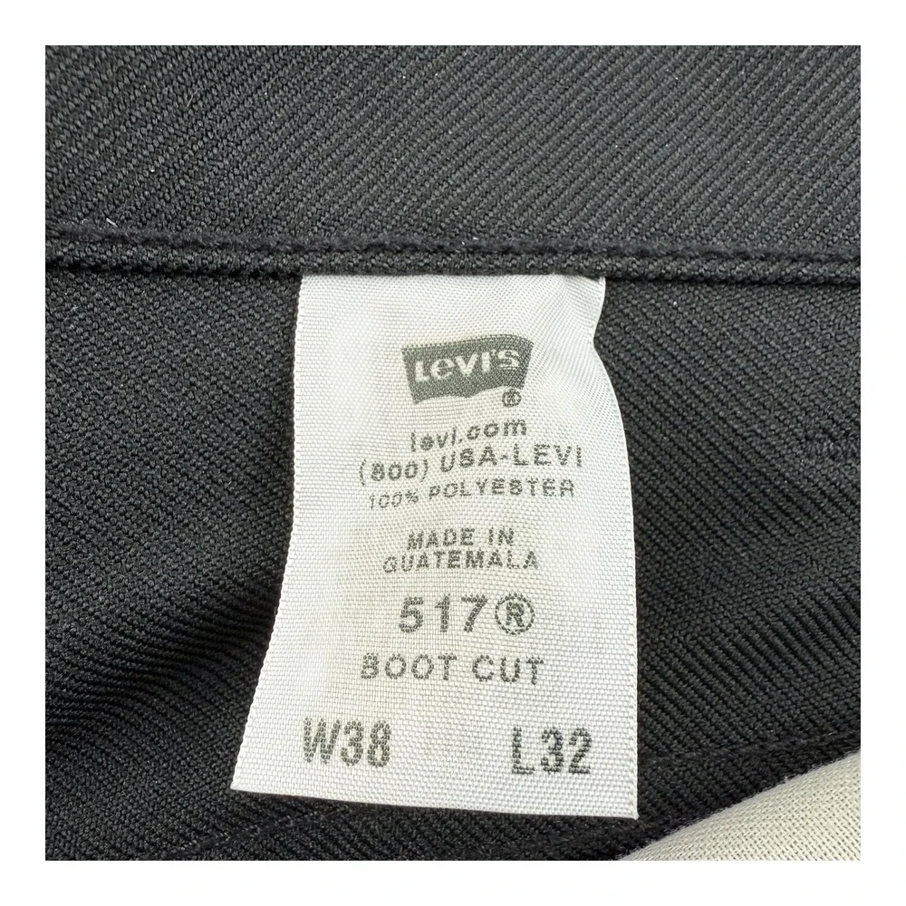 Levi's 517 Black Boot Cut Polyester Pants Men's Size‎ 38x32 NWT